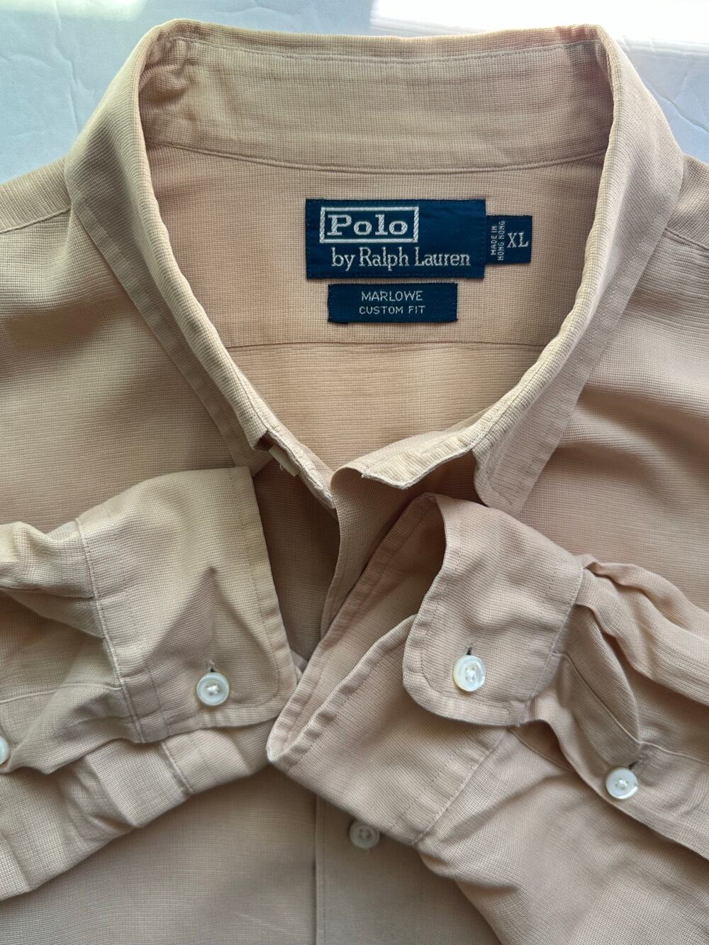 Polo by Ralph Lauren Marlowe Custom Fit Long Sleeve Shirt Tan - Size XL